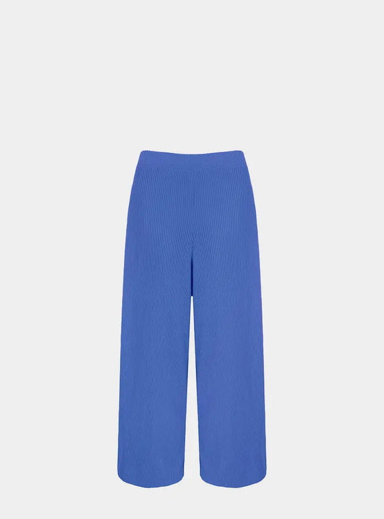 Martha Wide Leg Knitted Trousers - Cornflower Blue Cara & The Sky