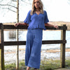 Martha Wide Leg Knitted Trousers - Cornflower Blue Cara & The Sky