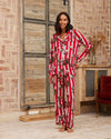 Maternity Christmas Santa Stripe Print Long Pyjama Set Chelsea Peers