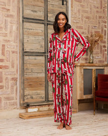  Maternity Christmas Santa Stripe Print Long Pyjama Set Chelsea Peers