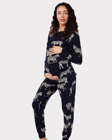  Maternity Navy Zebra Print Long Pyjama Set Chelsea Peers