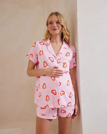  Maternity Shrimp Heart Print Short Pyjama Set Chelsea Peers