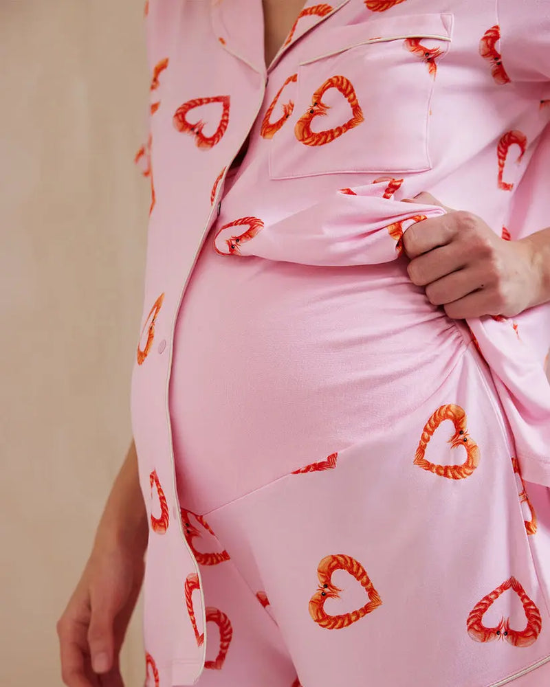 Maternity Shrimp Heart Print Short Pyjama Set Chelsea Peers