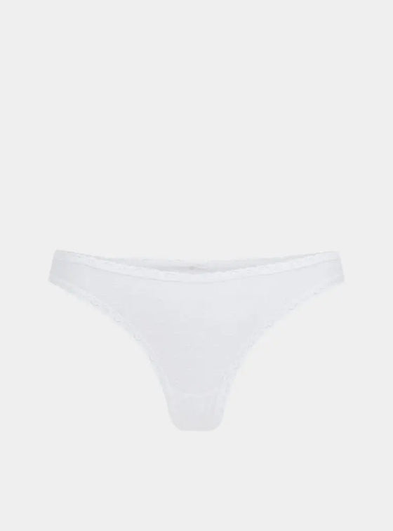 Matsu Recycled-Lace Low-Rise Thong - Glacier White Peachaus