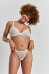 Matsu Recycled-Lace Low-Rise Thong - Glacier White Peachaus