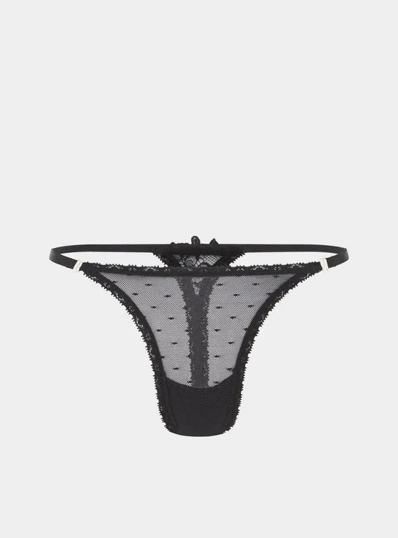 Matsu Recycled-Lace Low-Rise Thong - Volcanic Black Peachaus