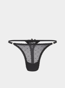  Matsu Recycled-Lace Low-Rise Thong - Volcanic Black