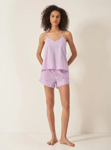  Mauve Stripe Women's Cami Organic Cotton Short Set Myza