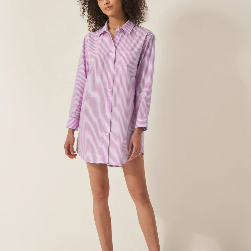 Mauve Stripe Women's Organic Cotton Nightshirt Myza