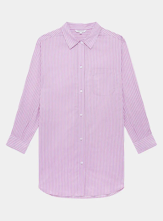 Mauve Stripe Women's Organic Cotton Nightshirt Myza