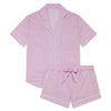 Mauve Stripe Women's Short Sleeve Organic Cotton Pyjama Short Set Myza