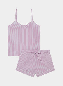  Mauve Stripe Women's Cami Organic Cotton Short Set