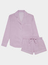 Mauve Stripe Women's Long Sleeve Organic Cotton Pyjama Short Set