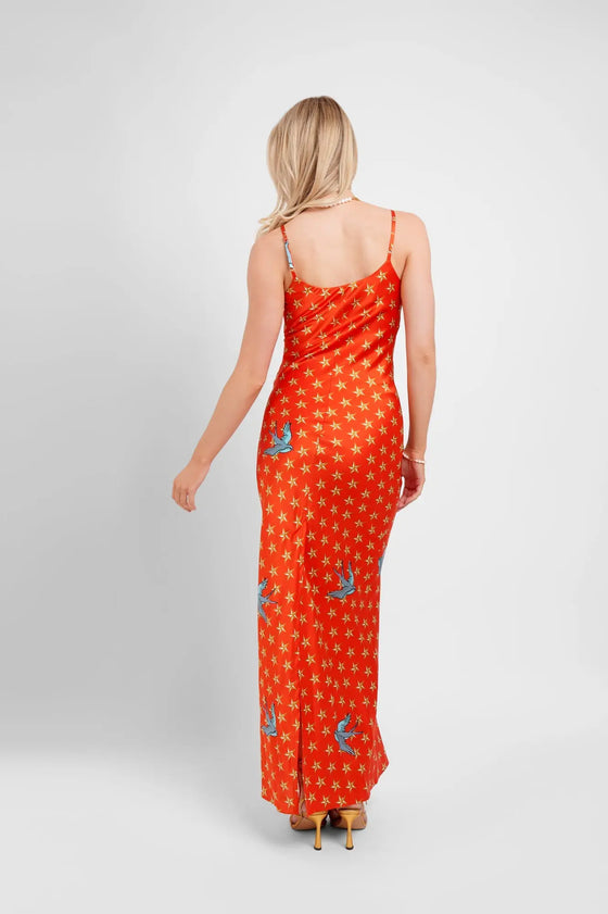 Maxi Slip Dress / "The Red Stars" Jessica Russell Flint