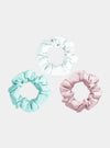 Mayfairsilk Brilliant White / Teal Breeze / Precious Pink Silk Scrunchies Set MayfairSilk