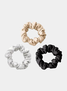  Mayfairsilk Champagne / Oyster Grey / Charcoal Silk Scrunchies Set MayfairSilk