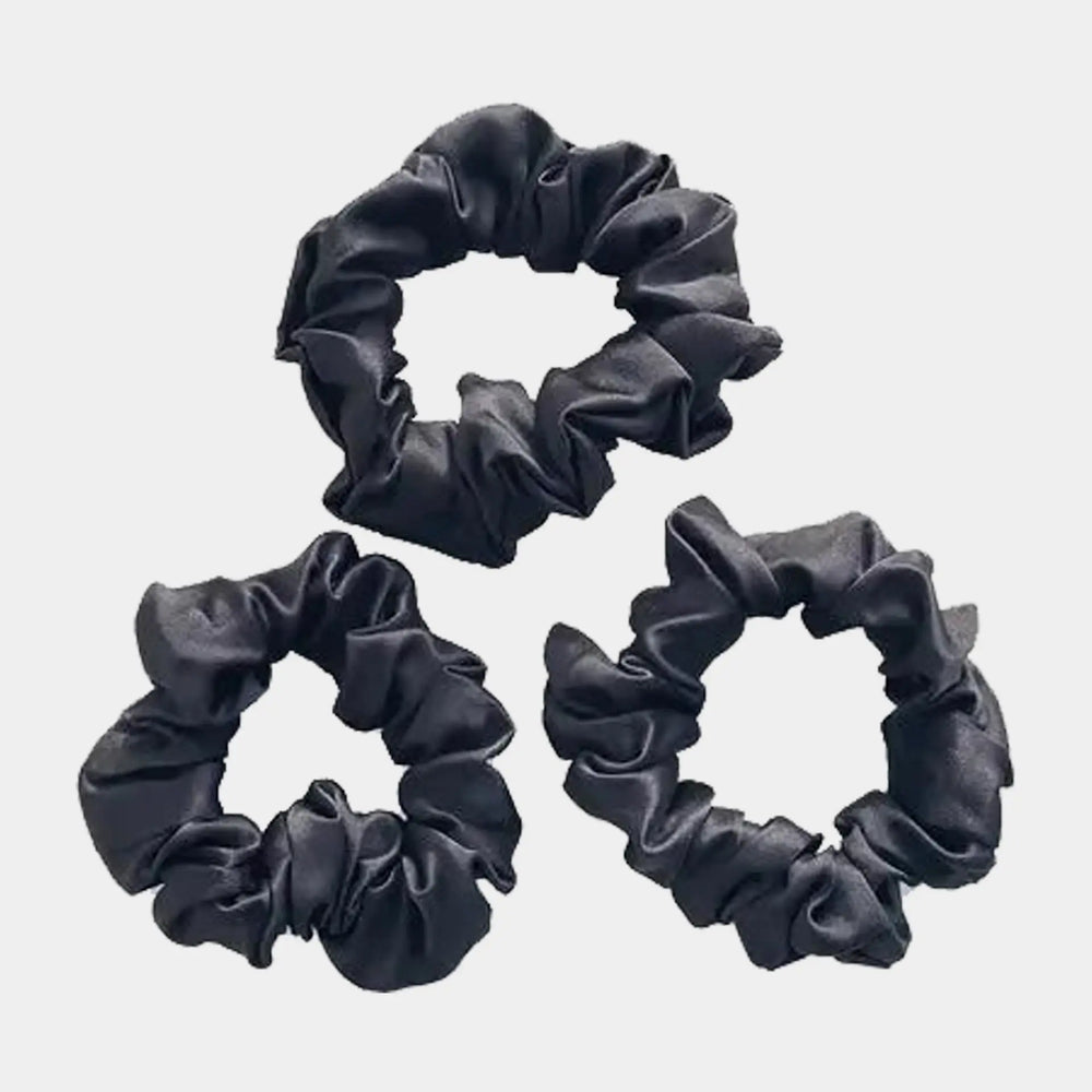 Mayfairsilk Charcoal Silk Scrunchies Set MayfairSilk