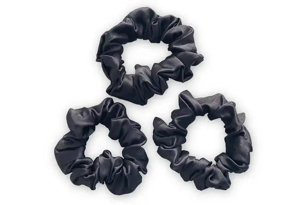 Mayfairsilk Charcoal Silk Scrunchies Set MayfairSilk