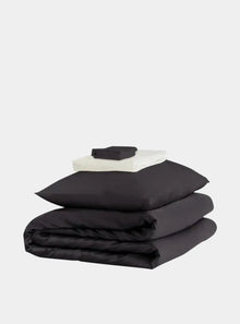  Mayfairsilk Charcoal and Brilliant White Silk Duvet Set #1 MayfairSilk