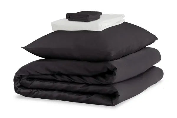 Mayfairsilk Charcoal and Brilliant White Silk Duvet Set #1 MayfairSilk