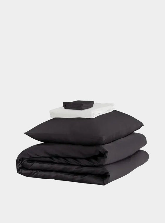 Mayfairsilk Charcoal and Ivory Silk Duvet Set #1