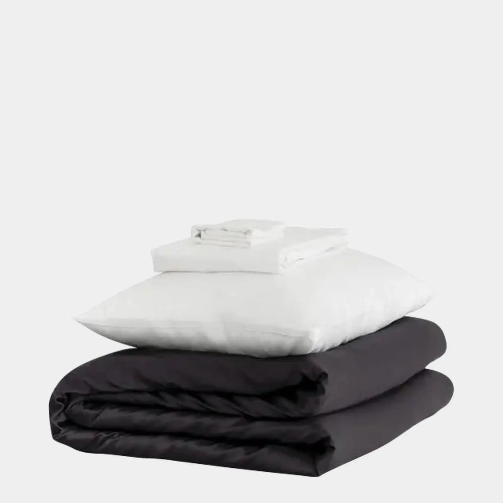 Mayfairsilk Charcoal and Brilliant White Silk Duvet Set #2 MayfairSilk