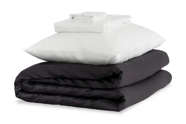 Mayfairsilk Charcoal and Brilliant White Silk Duvet Set #2 MayfairSilk