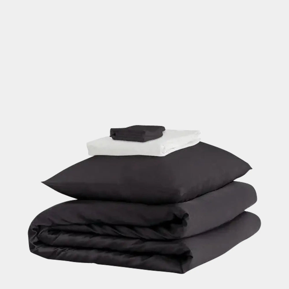 Mayfairsilk Charcoal and Ivory Silk Duvet Set #1 MayfairSilk