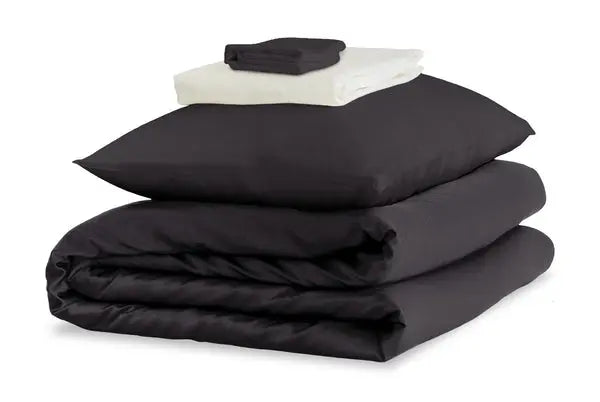 Mayfairsilk Charcoal and Ivory Silk Duvet Set #1 MayfairSilk