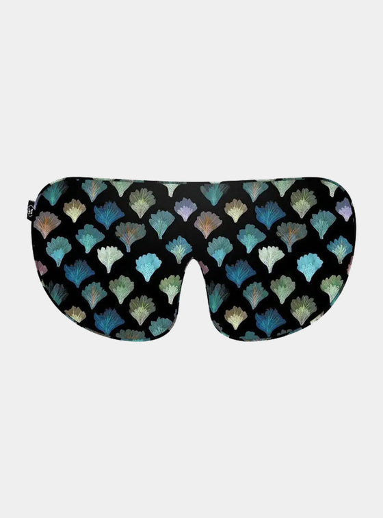 Mayfairsilk Dark Aqua Fans Silk Sleep Mask MayfairSilk