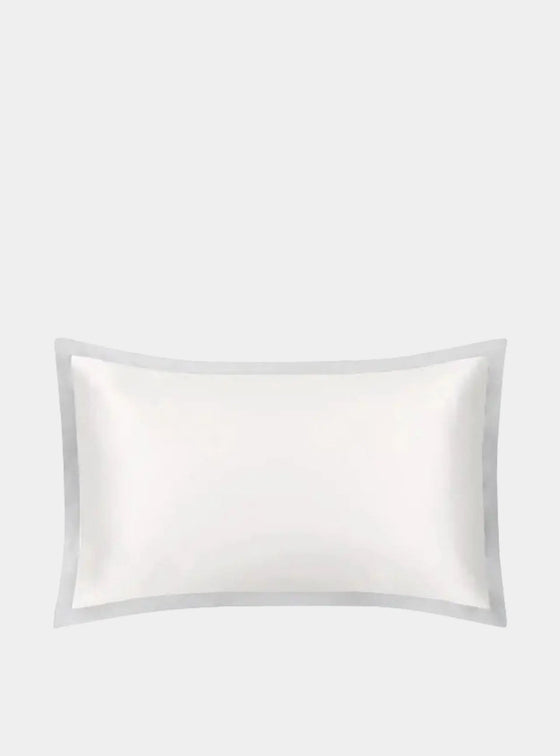 Mayfairsilk Ivory and Oyster Grey Oxford Pure Silk Pillowcase MayfairSilk