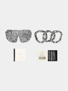  Mayfairsilk Leopard Silk Sleep Mask and Slim Hair Ties Gift Set MayfairSilk