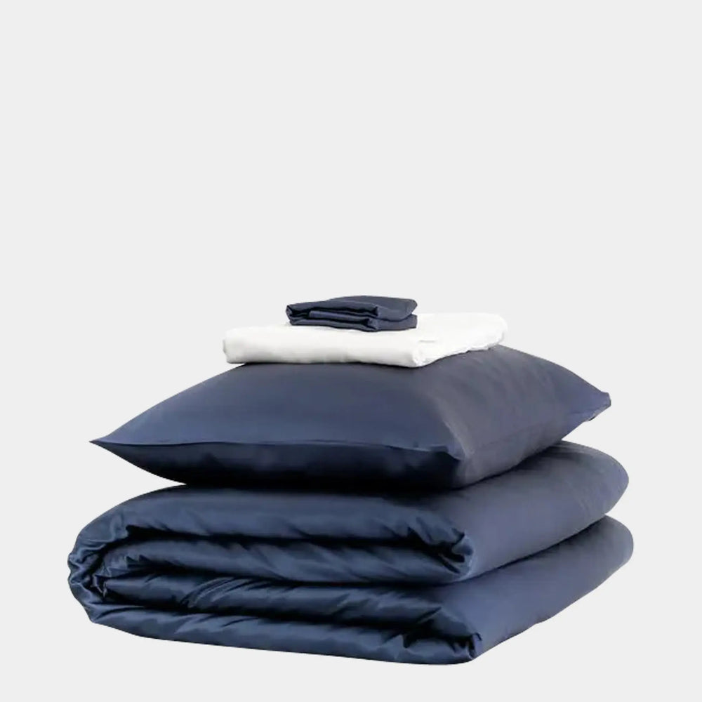 Mayfairsilk Midnight Blue with Brilliant White Silk Duvet Set MayfairSilk