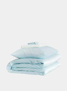  Mayfairsilk Pastel Blue and Brilliant White Silk Duvet Set MayfairSilk