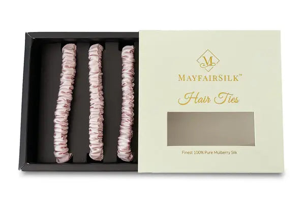 Mayfairsilk Precious Pink Silk Hair Ties Set MayfairSilk