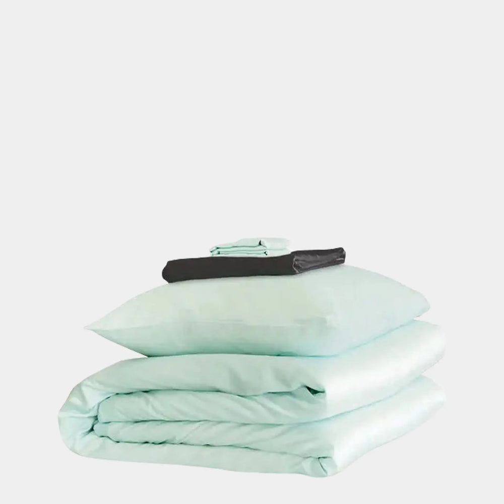 Mayfairsilk Teal Breeze and Charcoal Silk Duvet Set MayfairSilk