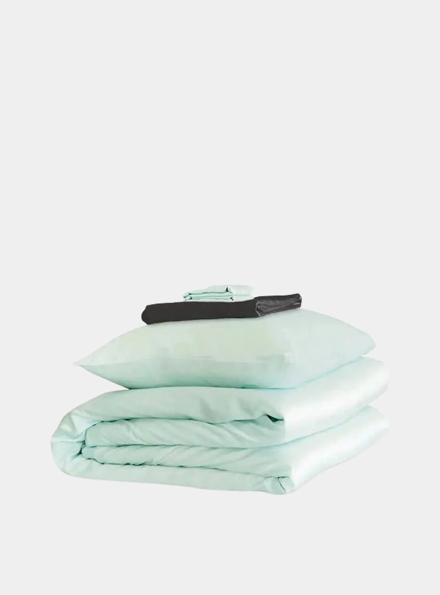 Mayfairsilk Teal Breeze and Charcoal Silk Duvet Set MayfairSilk