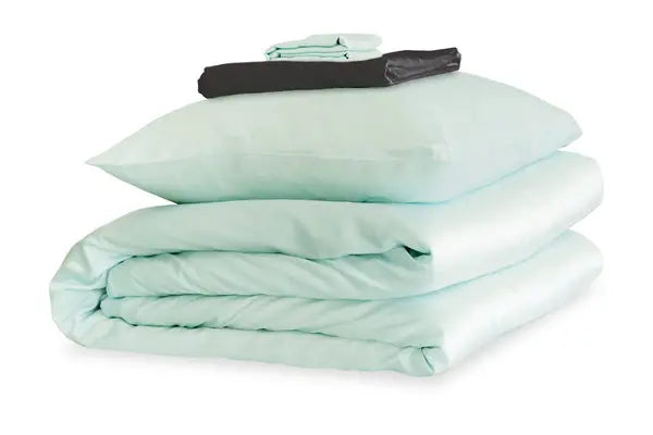 Mayfairsilk Teal Breeze and Charcoal Silk Duvet Set MayfairSilk