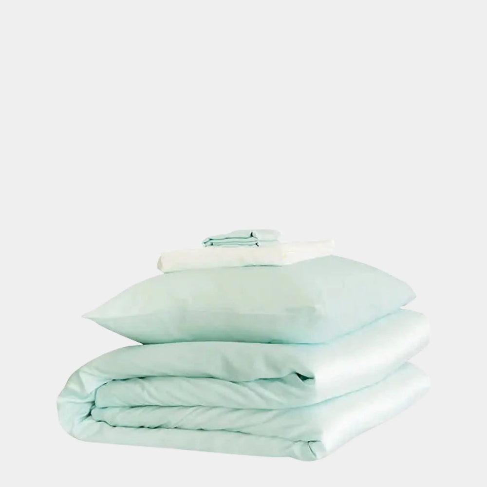 Mayfairsilk Teal Breeze and Ivory Silk Duvet Set MayfairSilk