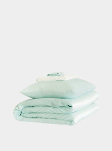  Mayfairsilk Teal Breeze and Ivory Silk Duvet Set