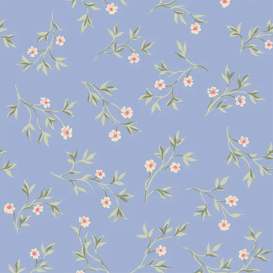 Meadow Blue Spring Sprig Wallpaper Piglet