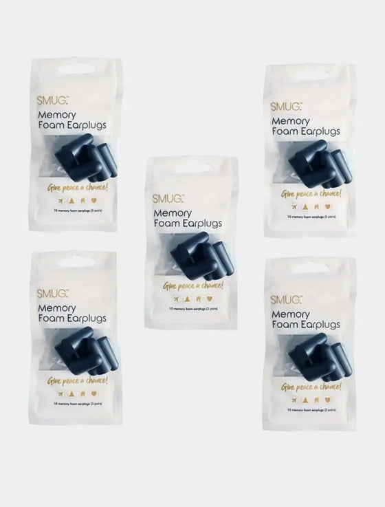 Memory Foam Earplugs - Black (5 Packs) SMUG