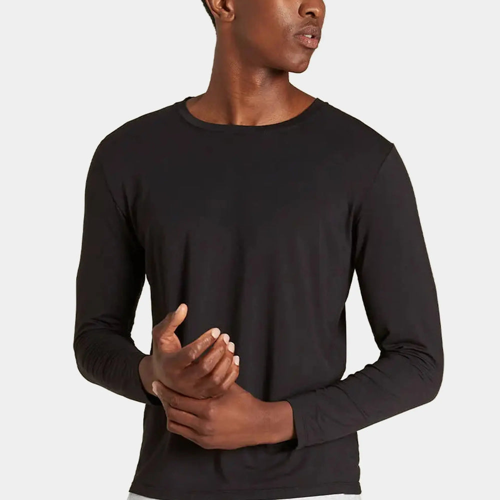 Men's Black Long Sleeve Crew Neck Bamboo T-Shirt Boody