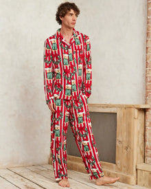  Men's Christmas Dog & Wreath Print Long Pyjama Set Chelsea Peers