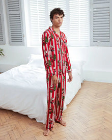  Men's Christmas Santa Stripe Print Long Pyjama Set Chelsea Peers