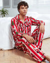 Men's Christmas Santa Stripe Print Long Pyjama Set Chelsea Peers