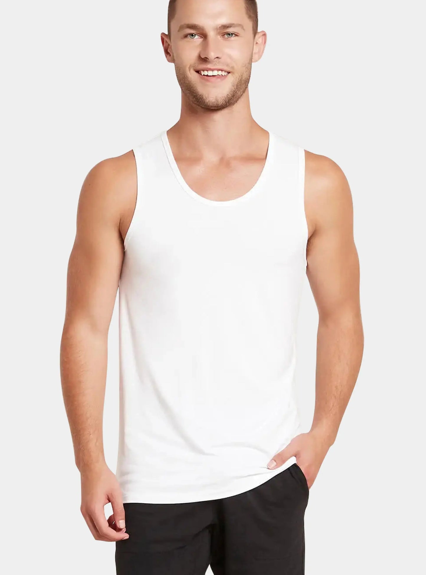 Men's White Bamboo Singlet Boody