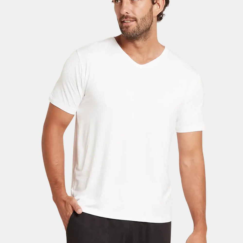 Men's White Marl V-Neck T-Shirt Boody