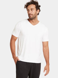  Men's White Marl V-Neck T-Shirt Boody