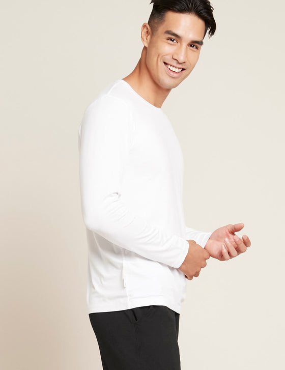 Men's White Long Sleeve Crew Neck Bamboo T-Shirt Boody